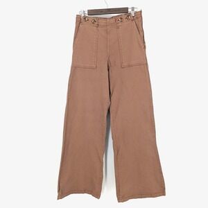 Kensie Jeans Womens Brown Wide Leg Patch Pocket Sailor Button Pants‎ Size 6/28